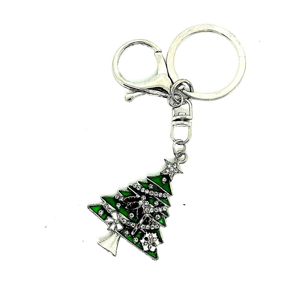 BAG CHARM Silver Tone Holiday Christmas Tree keychain Bag charm